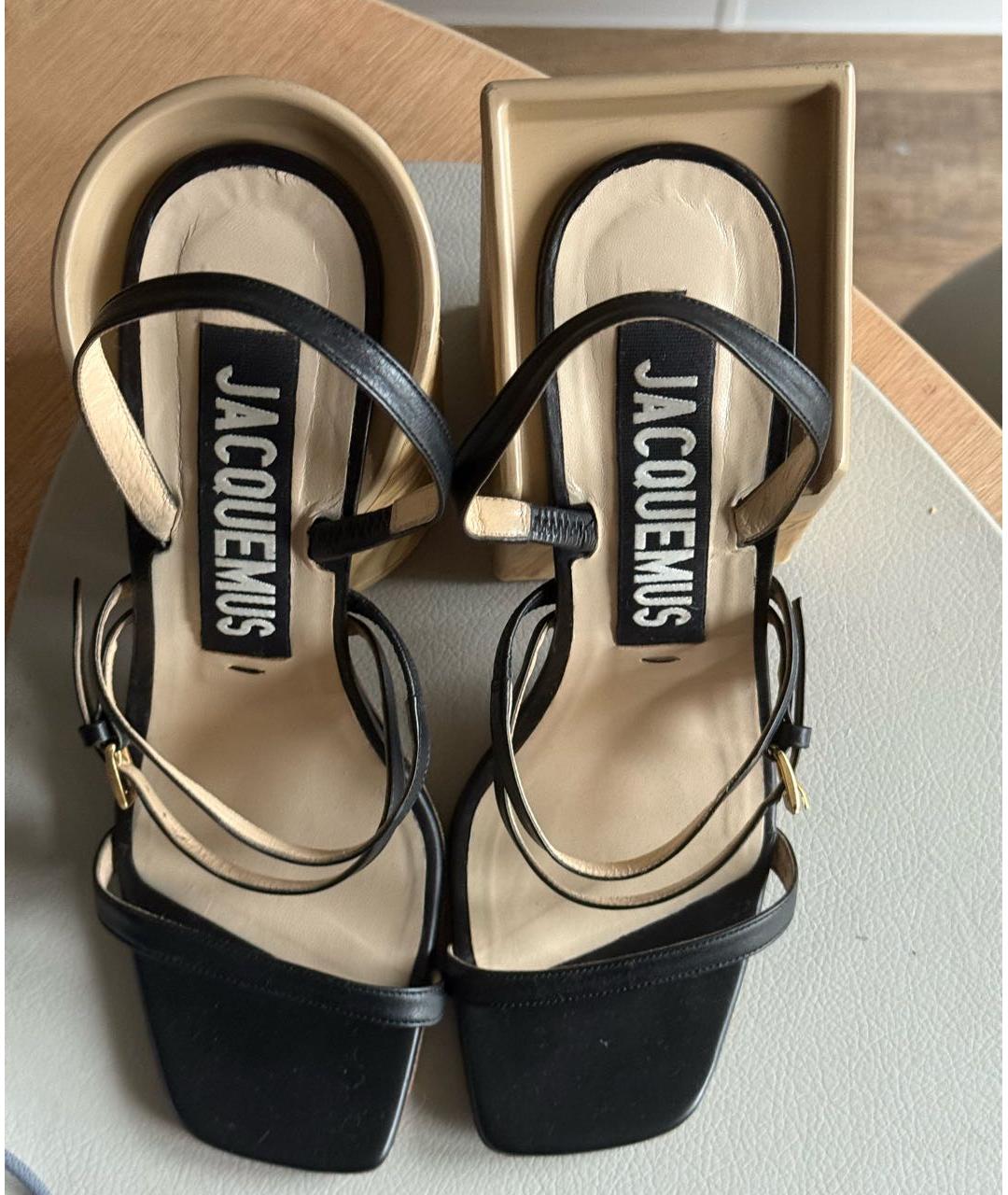 JACQUEMUS Черные кожаные босоножки, фото 7