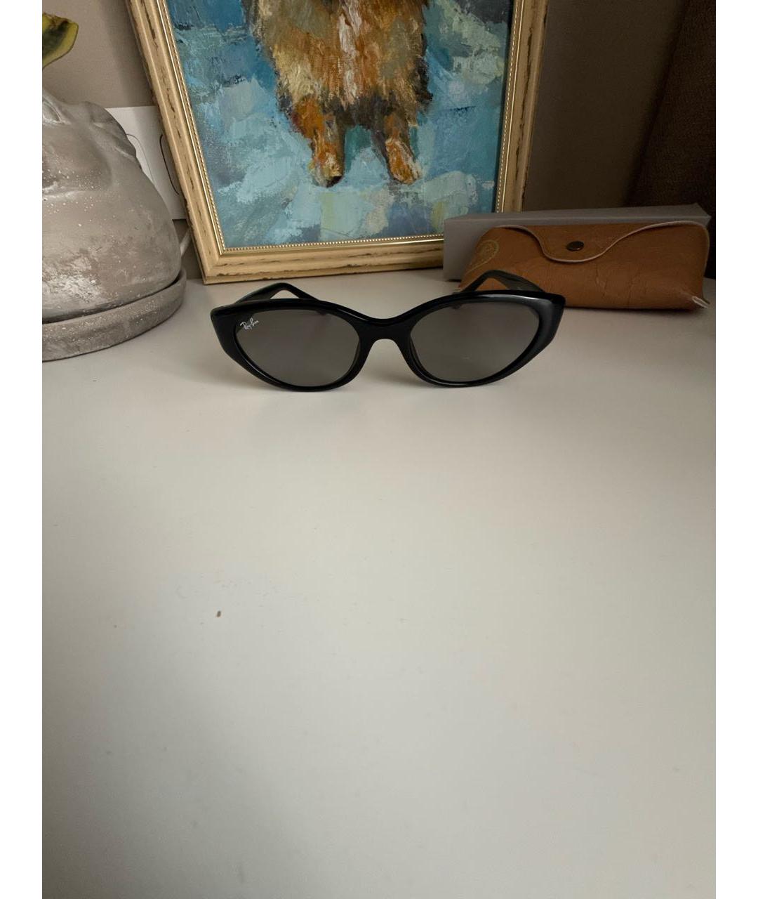 RAY BAN Черные пластиковые солнцезащитные очки, фото 7