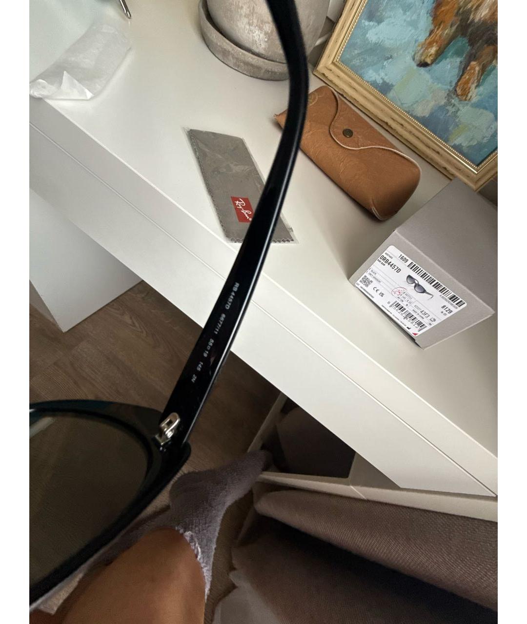 RAY BAN Черные пластиковые солнцезащитные очки, фото 6