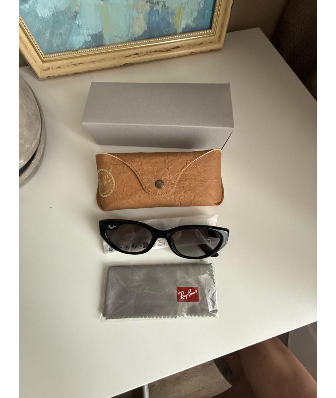RAY BAN Черные пластиковые солнцезащитные очки, фото 4