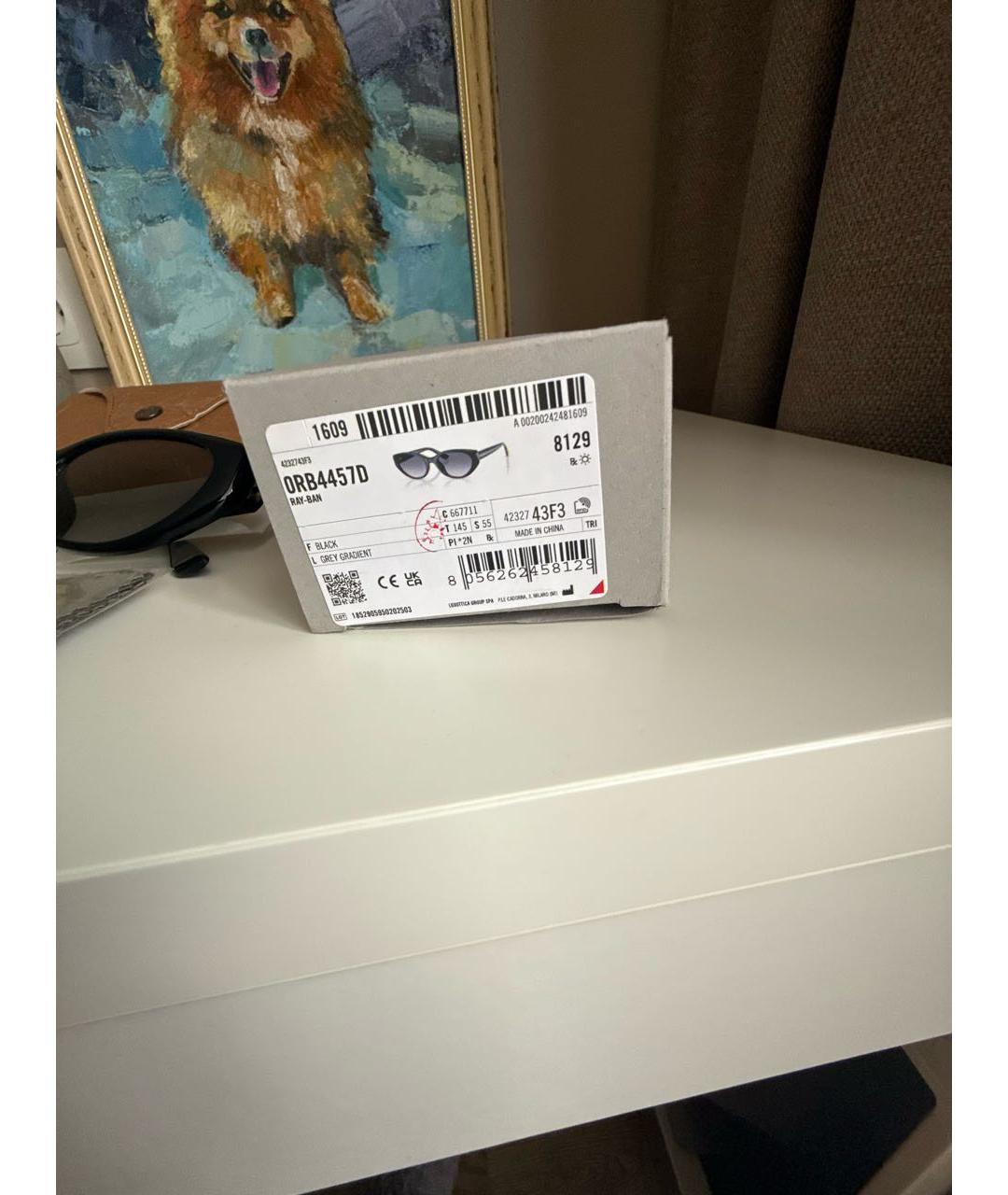 RAY BAN Черные пластиковые солнцезащитные очки, фото 5