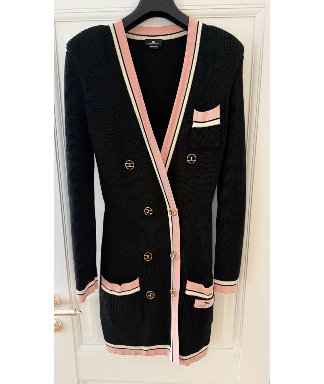 ELISABETTA FRANCHI Черное вискозное повседневное платье, фото 6