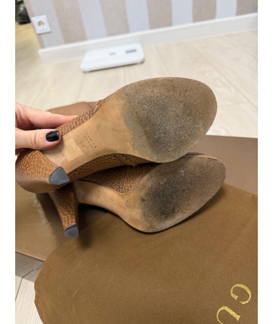 GUCCI Бежевые кожаные сапоги, фото 7