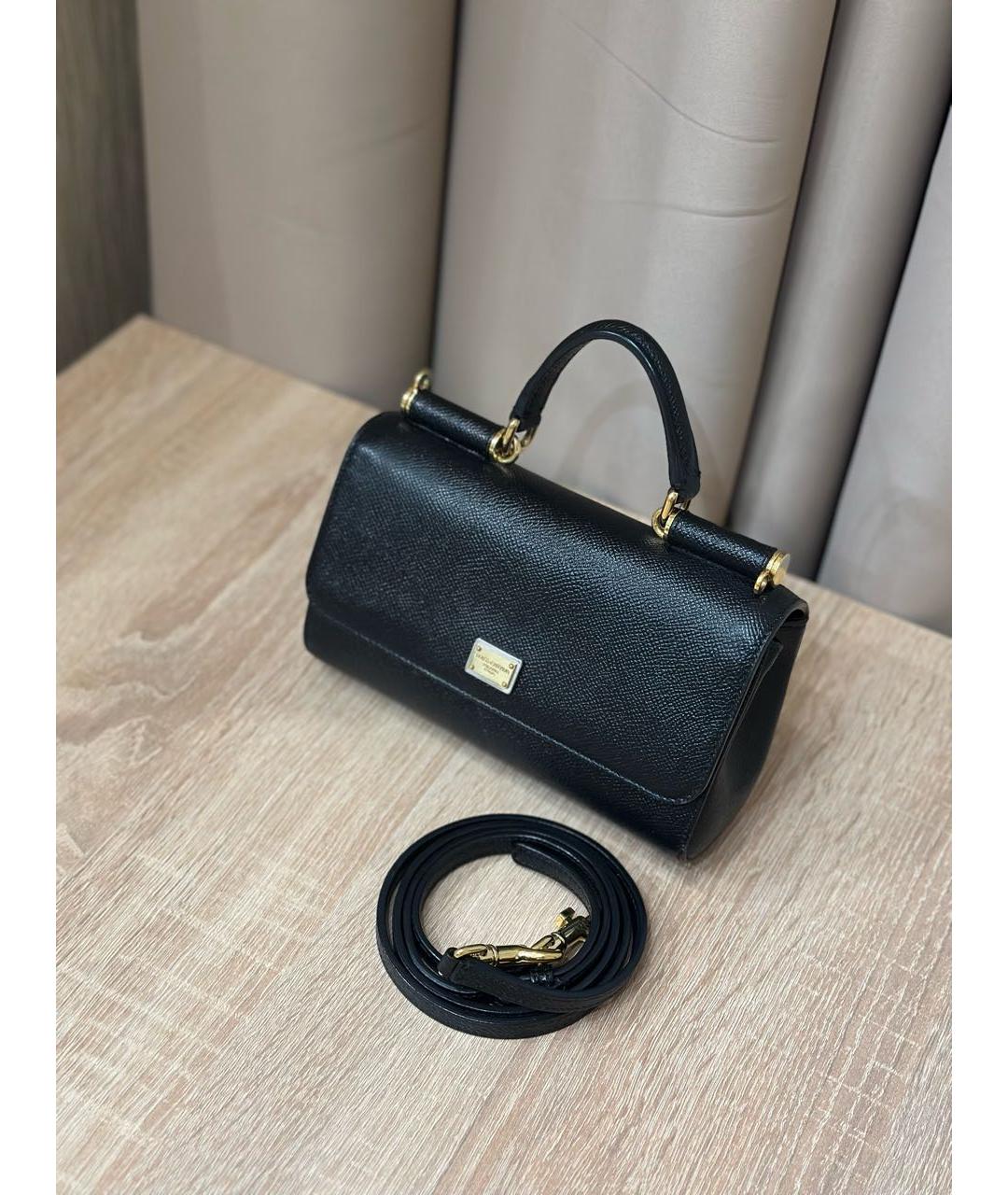 DOLCE&GABBANA Черная кожаная сумка через плечо, фото 9