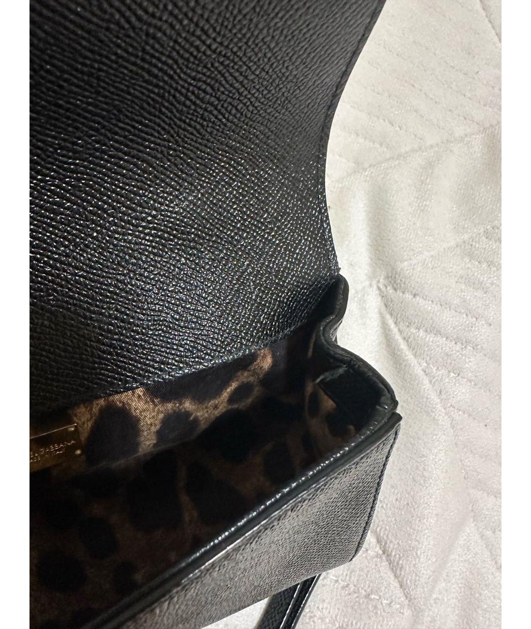 DOLCE&GABBANA Черная кожаная сумка через плечо, фото 4