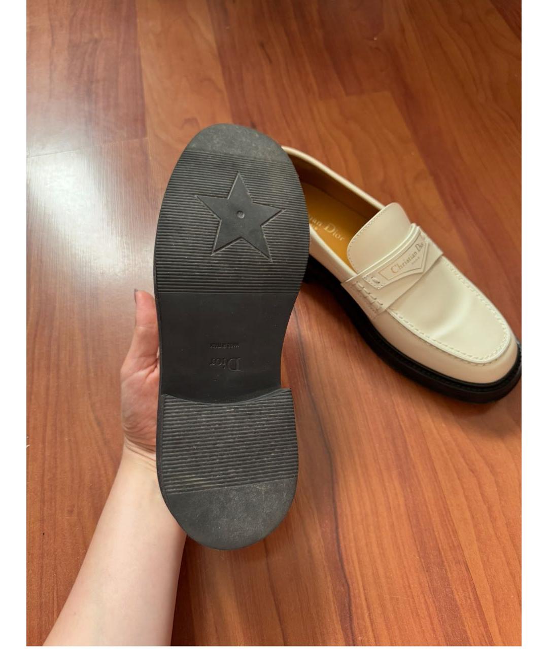 CHRISTIAN DIOR Бежевые кожаные лоферы, фото 4
