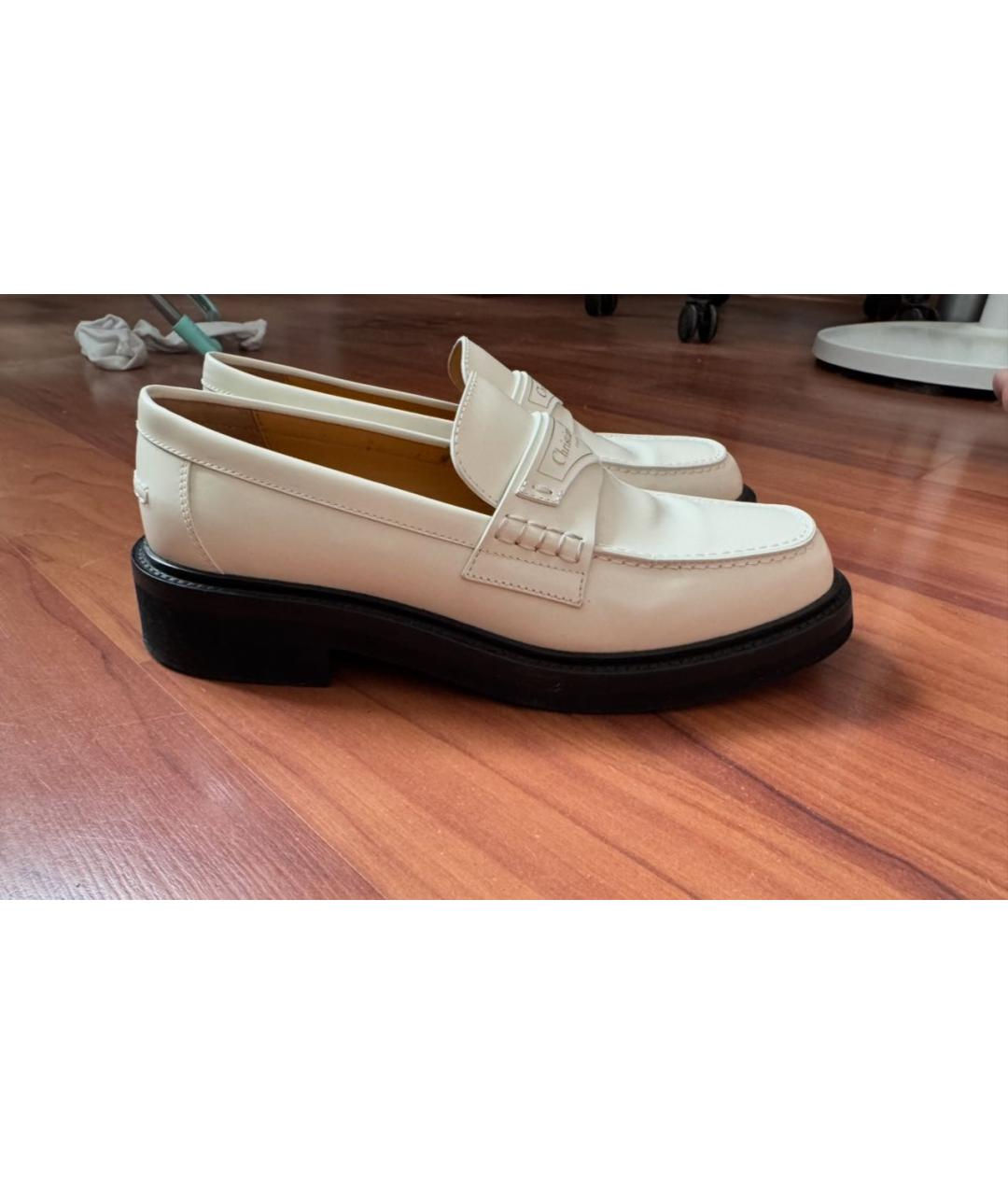 CHRISTIAN DIOR Бежевые кожаные лоферы, фото 6