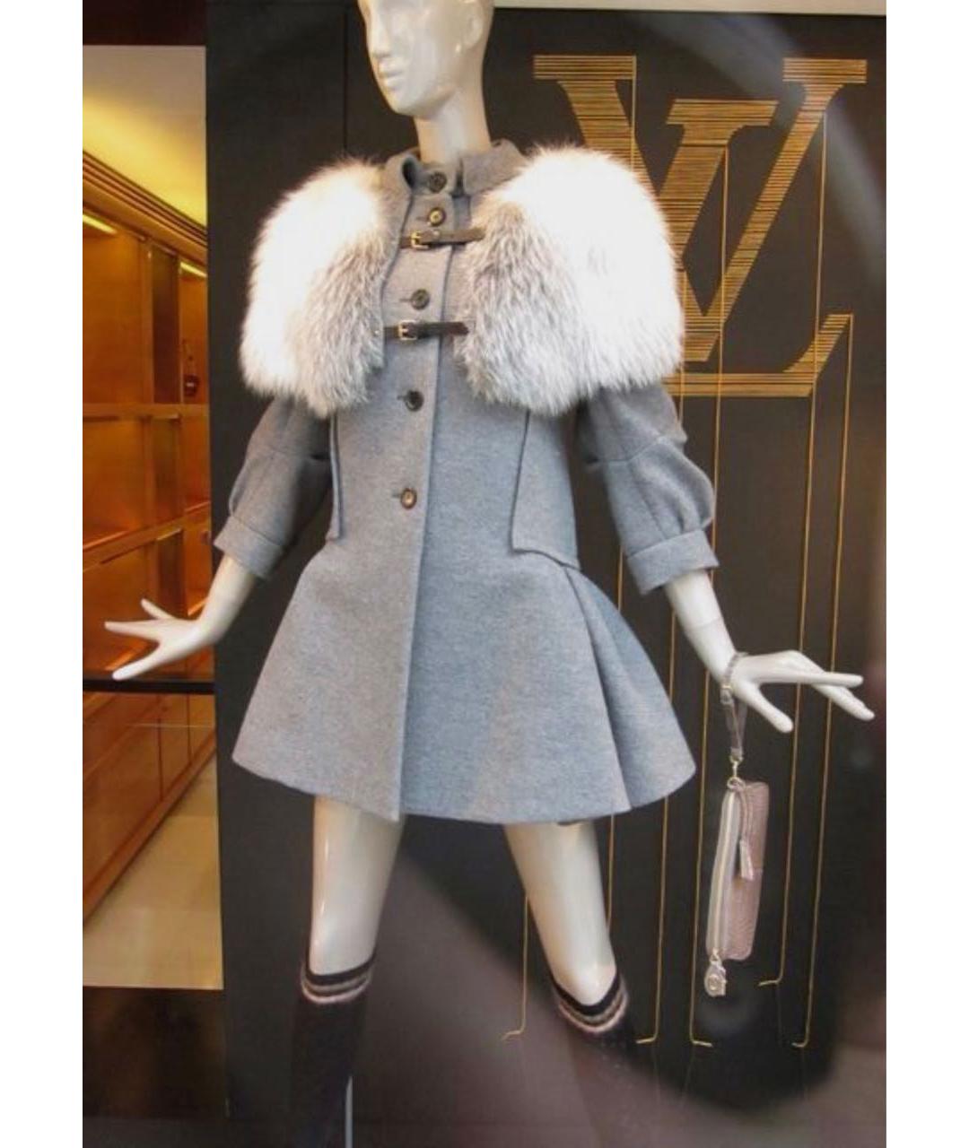 LOUIS VUITTON Серое хлопковое пальто, фото 3