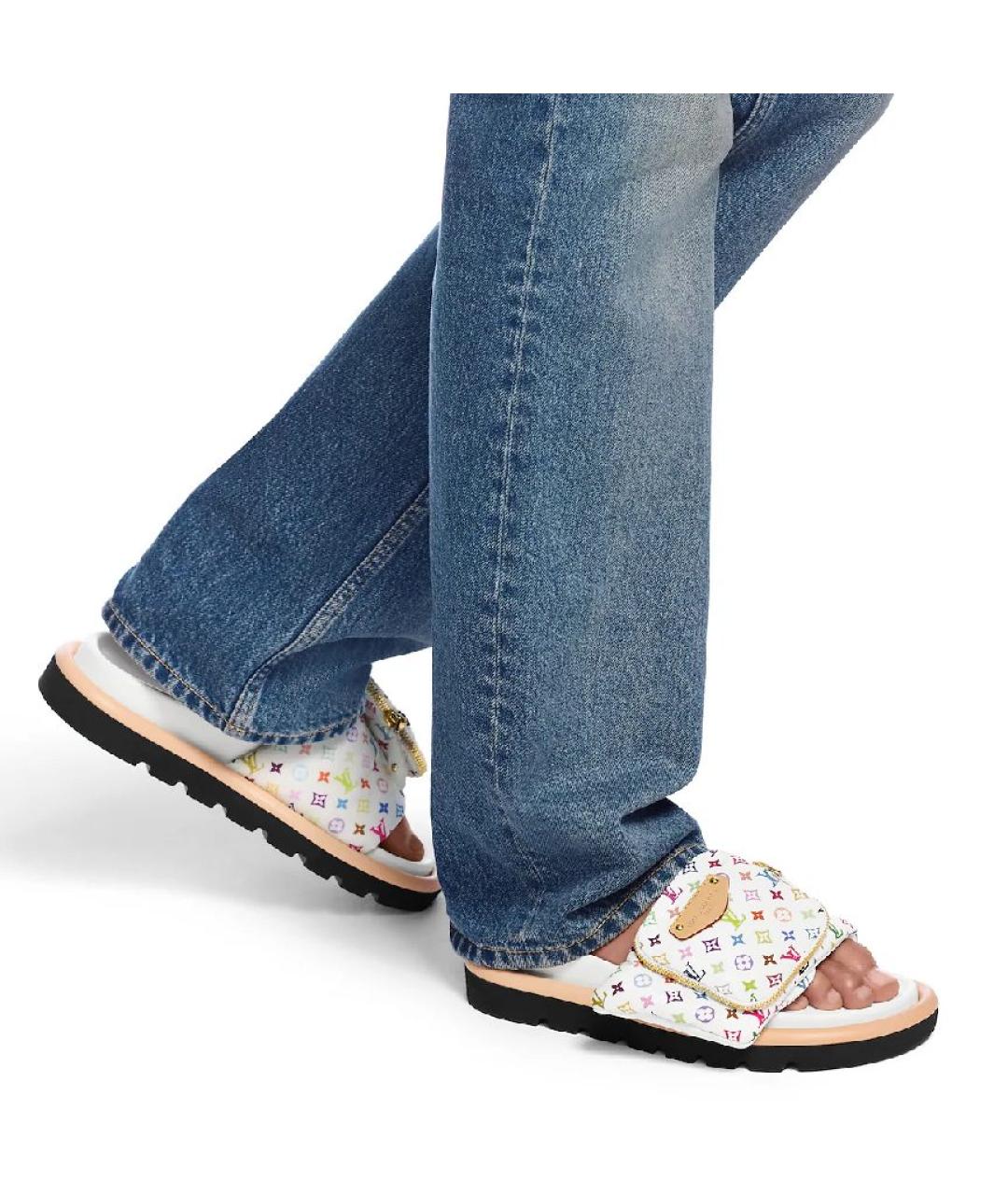 LOUIS VUITTON Белые текстильные шлепанцы, фото 4