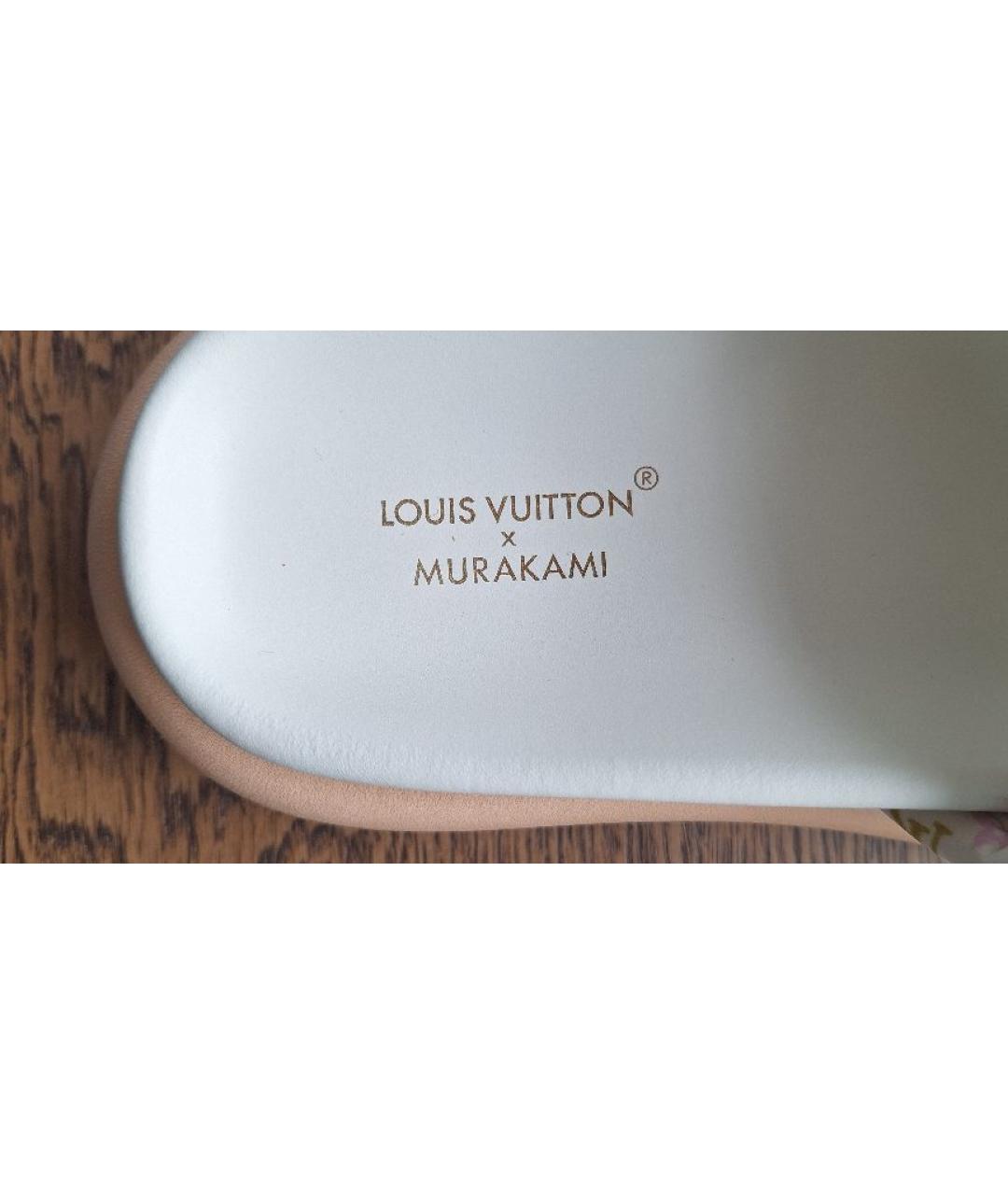 LOUIS VUITTON Белые текстильные шлепанцы, фото 8