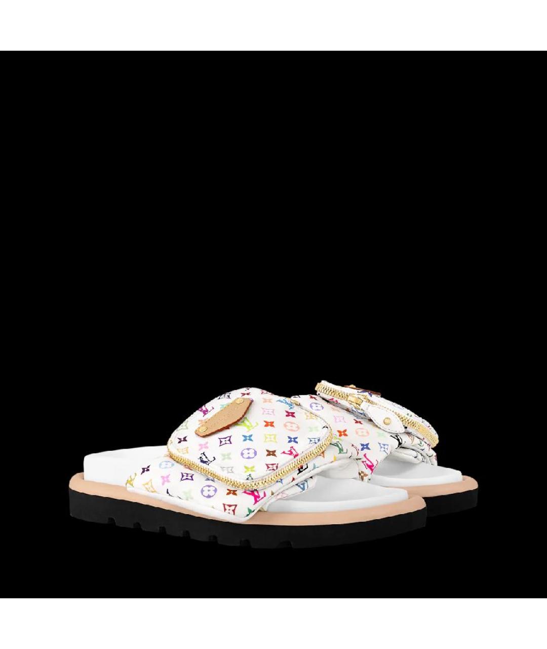LOUIS VUITTON Белые текстильные шлепанцы, фото 9