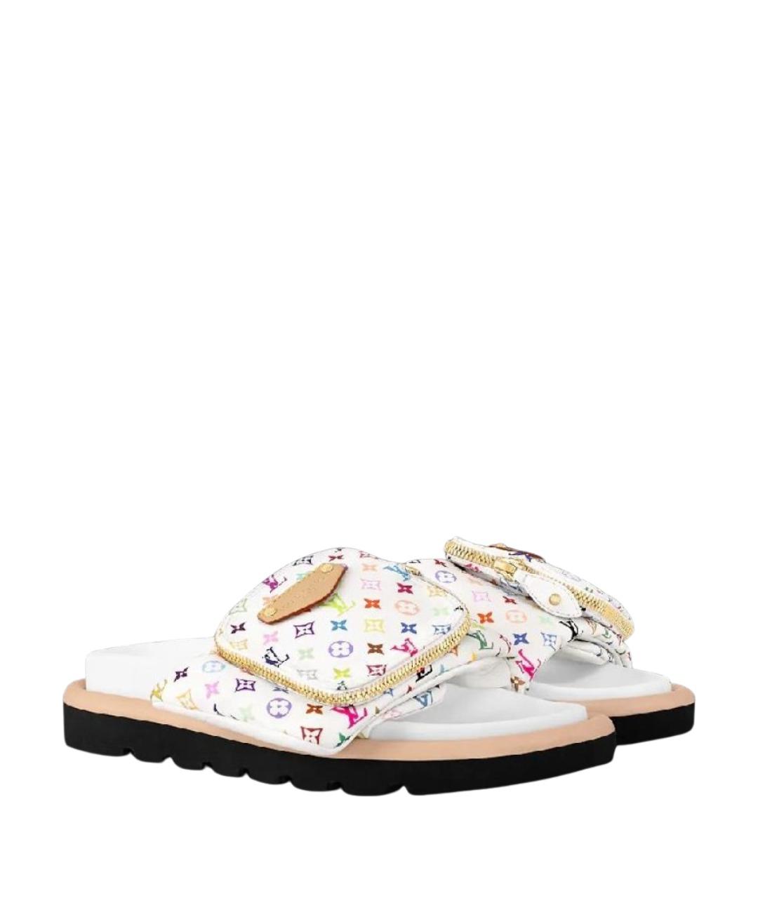 LOUIS VUITTON Белые текстильные шлепанцы, фото 1
