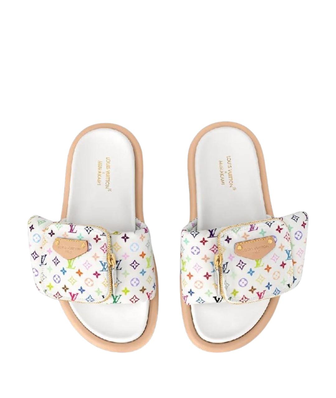 LOUIS VUITTON Белые текстильные шлепанцы, фото 2