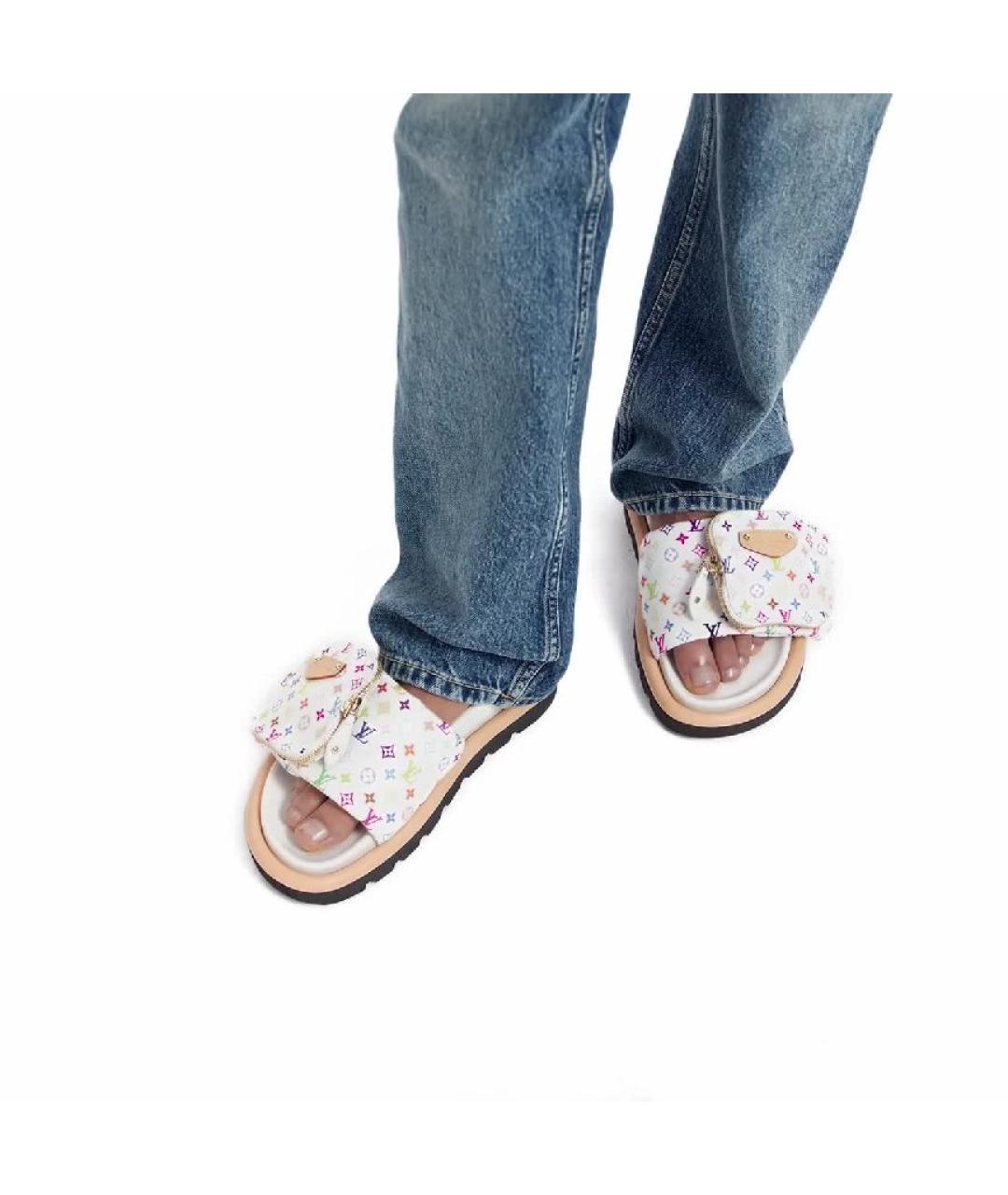 LOUIS VUITTON Белые текстильные шлепанцы, фото 3