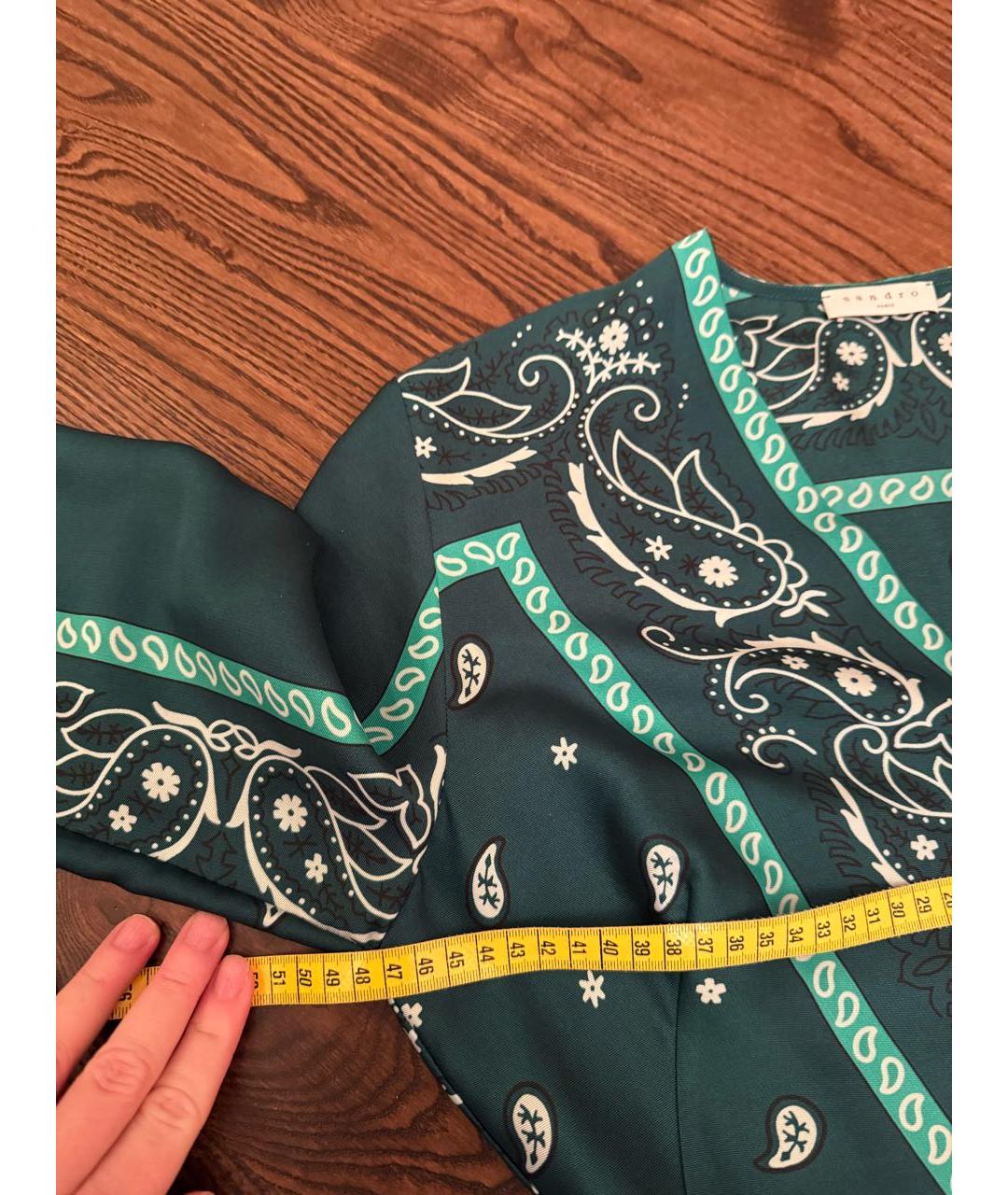 SANDRO Зеленые хлопковое повседневное платье, фото 3