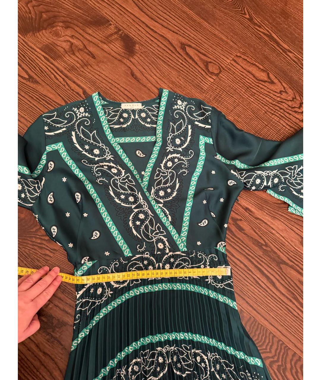 SANDRO Зеленые хлопковое повседневное платье, фото 4