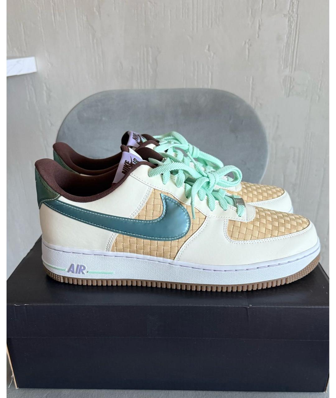 NIKE Бежевые кожаные низкие кроссовки / кеды, фото 9