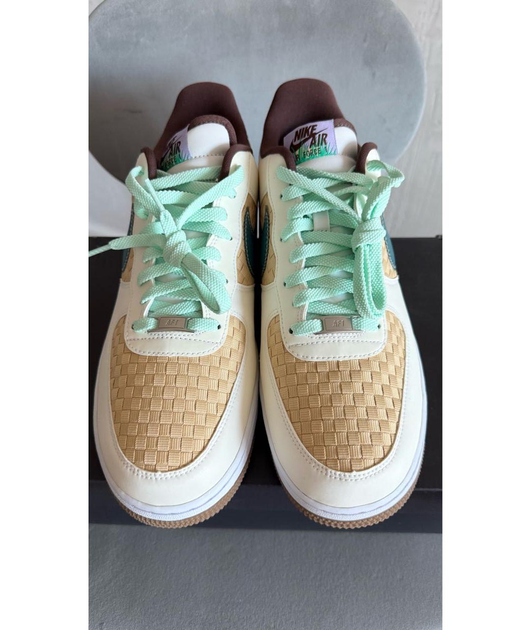 NIKE Бежевые кожаные низкие кроссовки / кеды, фото 2