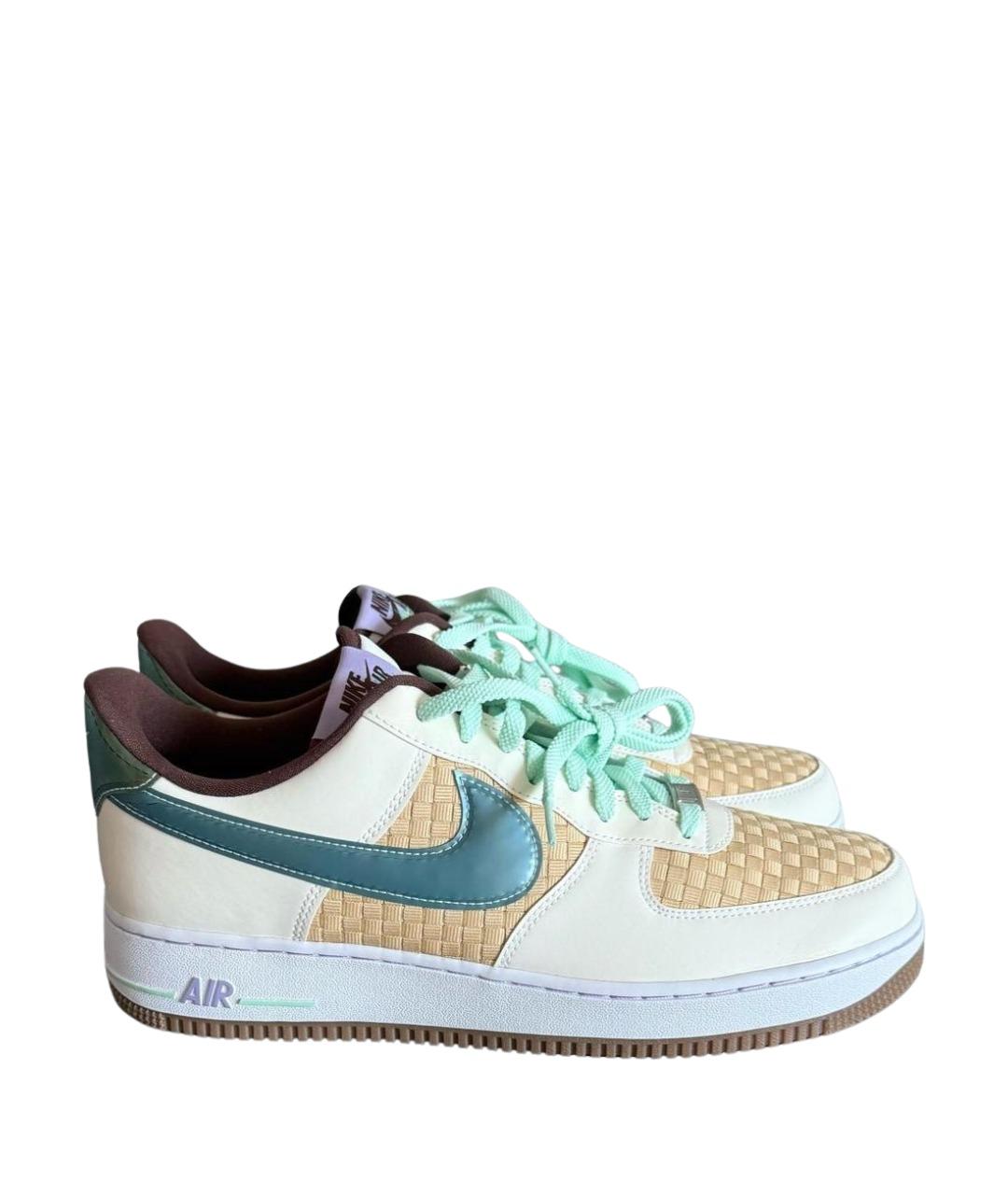 NIKE Бежевые кожаные низкие кроссовки / кеды, фото 1