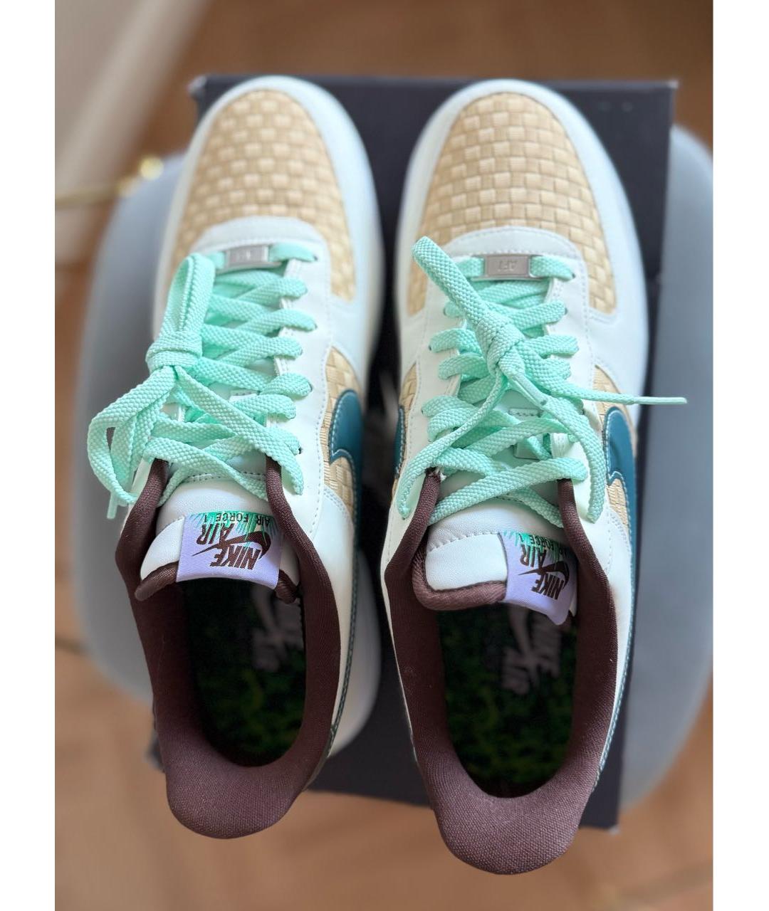 NIKE Бежевые кожаные низкие кроссовки / кеды, фото 3