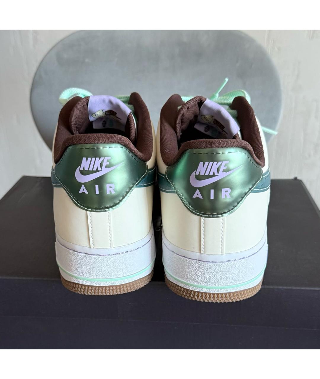 NIKE Бежевые кожаные низкие кроссовки / кеды, фото 4