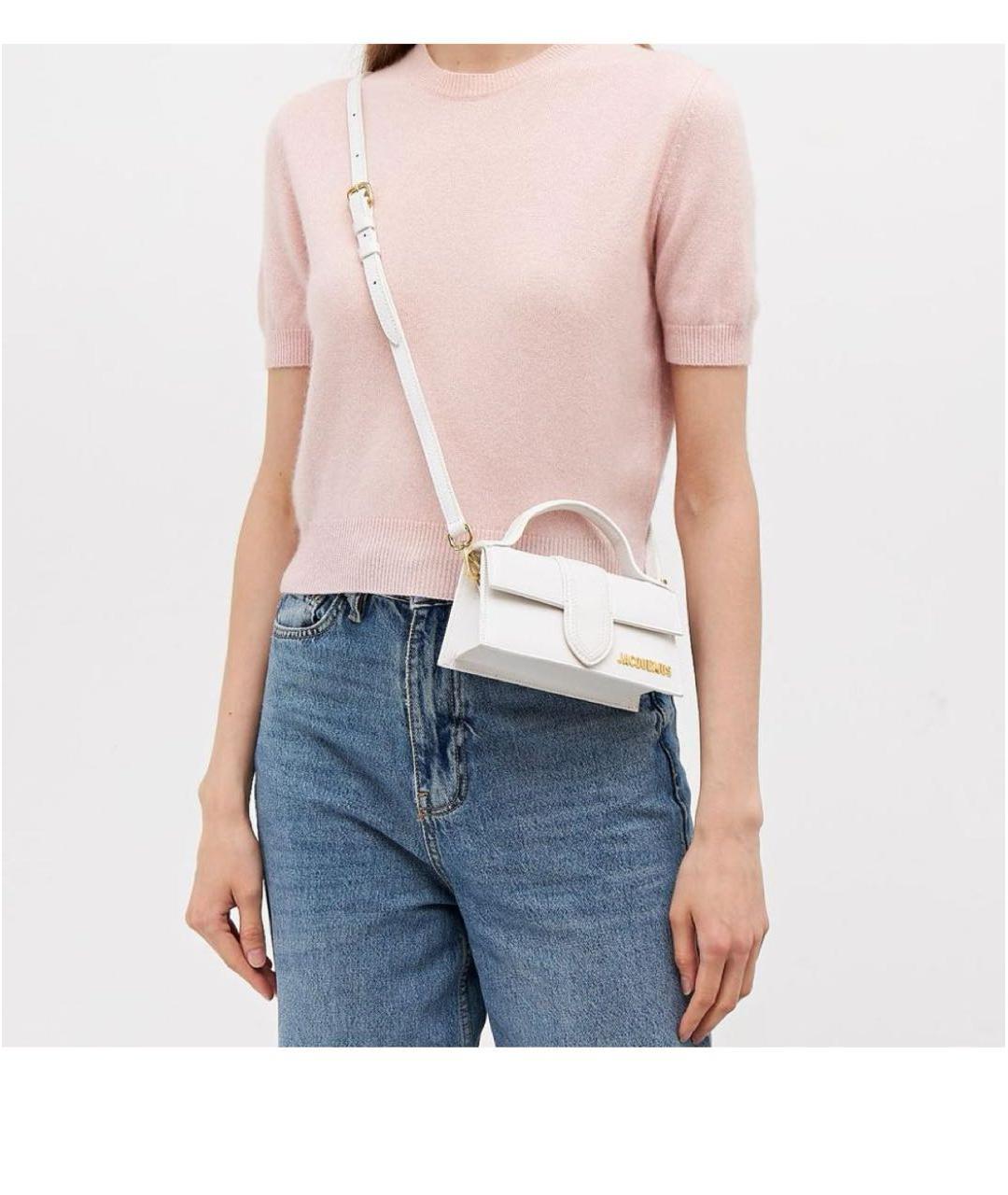 JACQUEMUS Белая кожаная сумка через плечо, фото 5