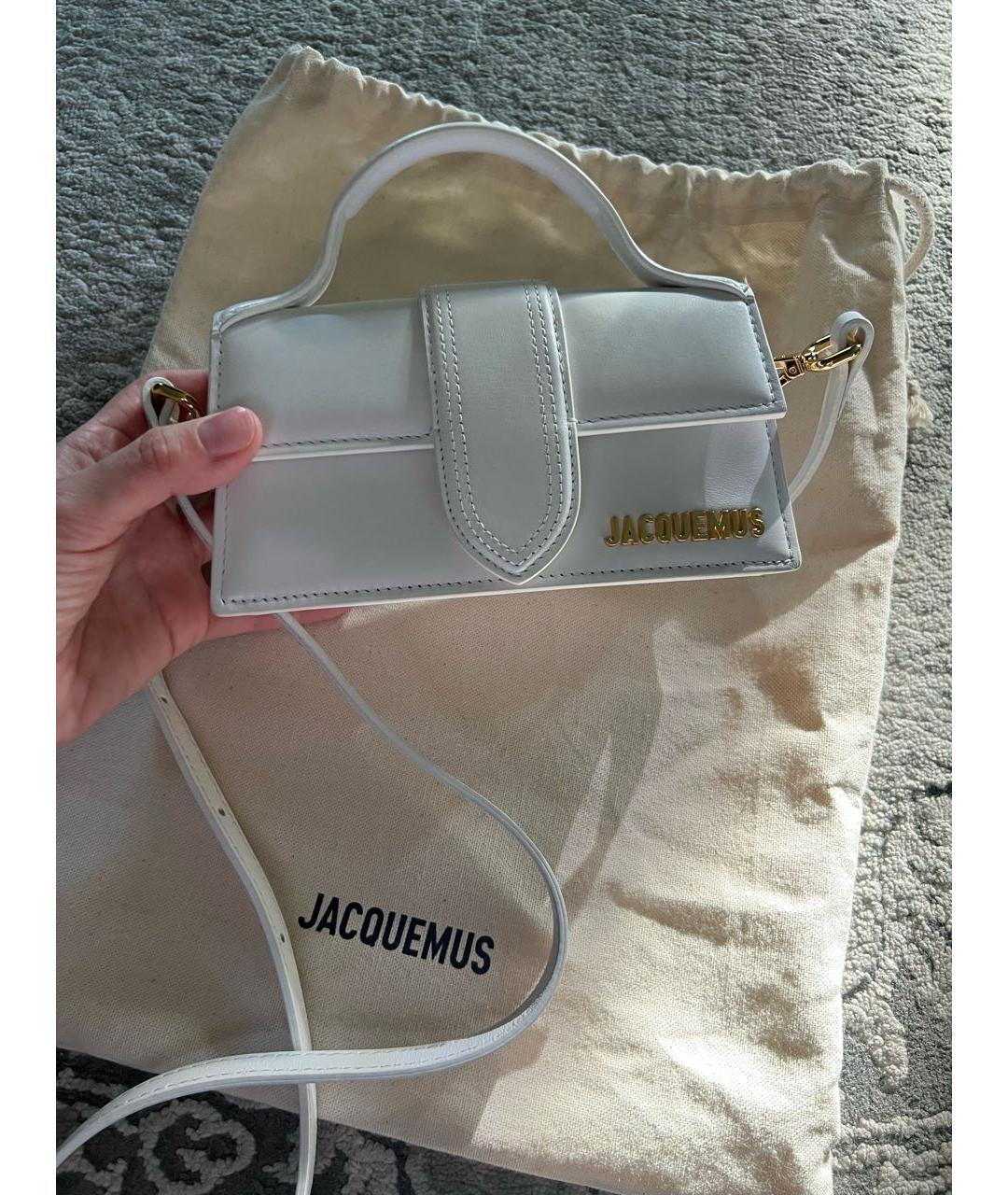 JACQUEMUS Белая кожаная сумка через плечо, фото 8