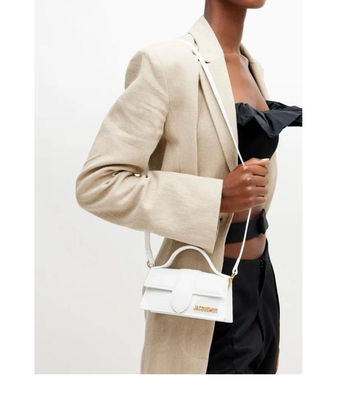 JACQUEMUS Белая кожаная сумка через плечо, фото 2