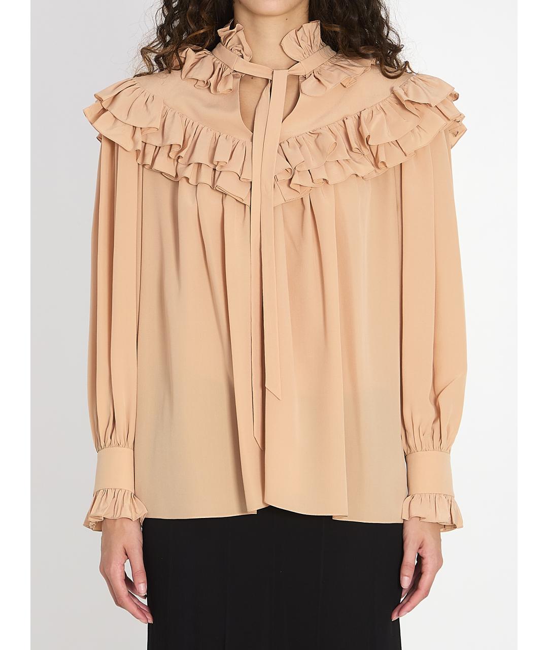 CHLOE Бежевая шелковая блузы, фото 2