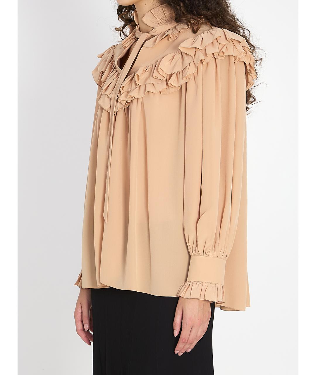 CHLOE Бежевая шелковая блузы, фото 3