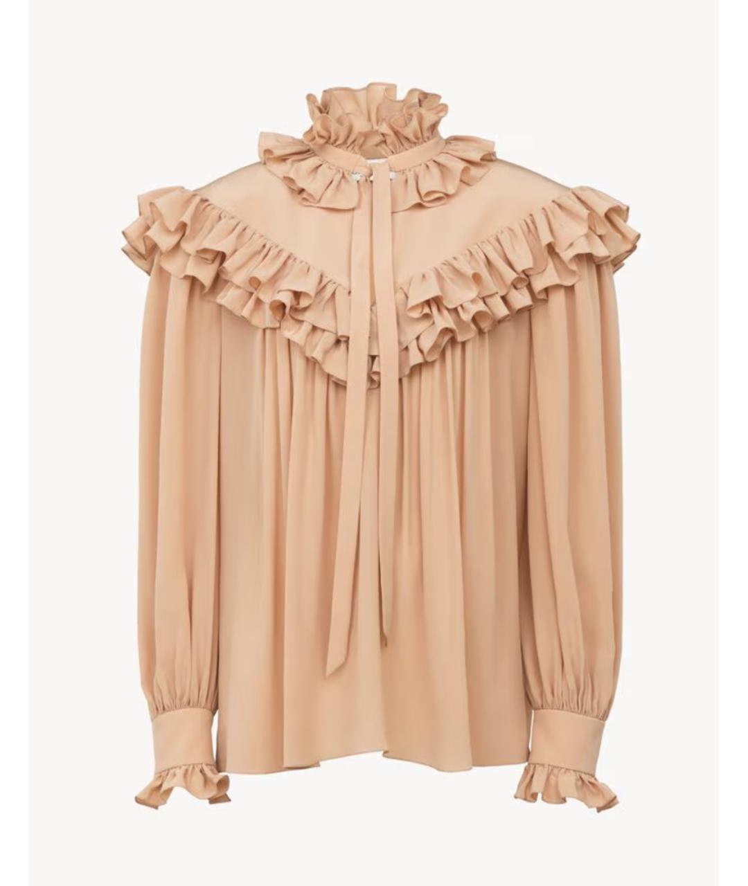 CHLOE Бежевая шелковая блузы, фото 6