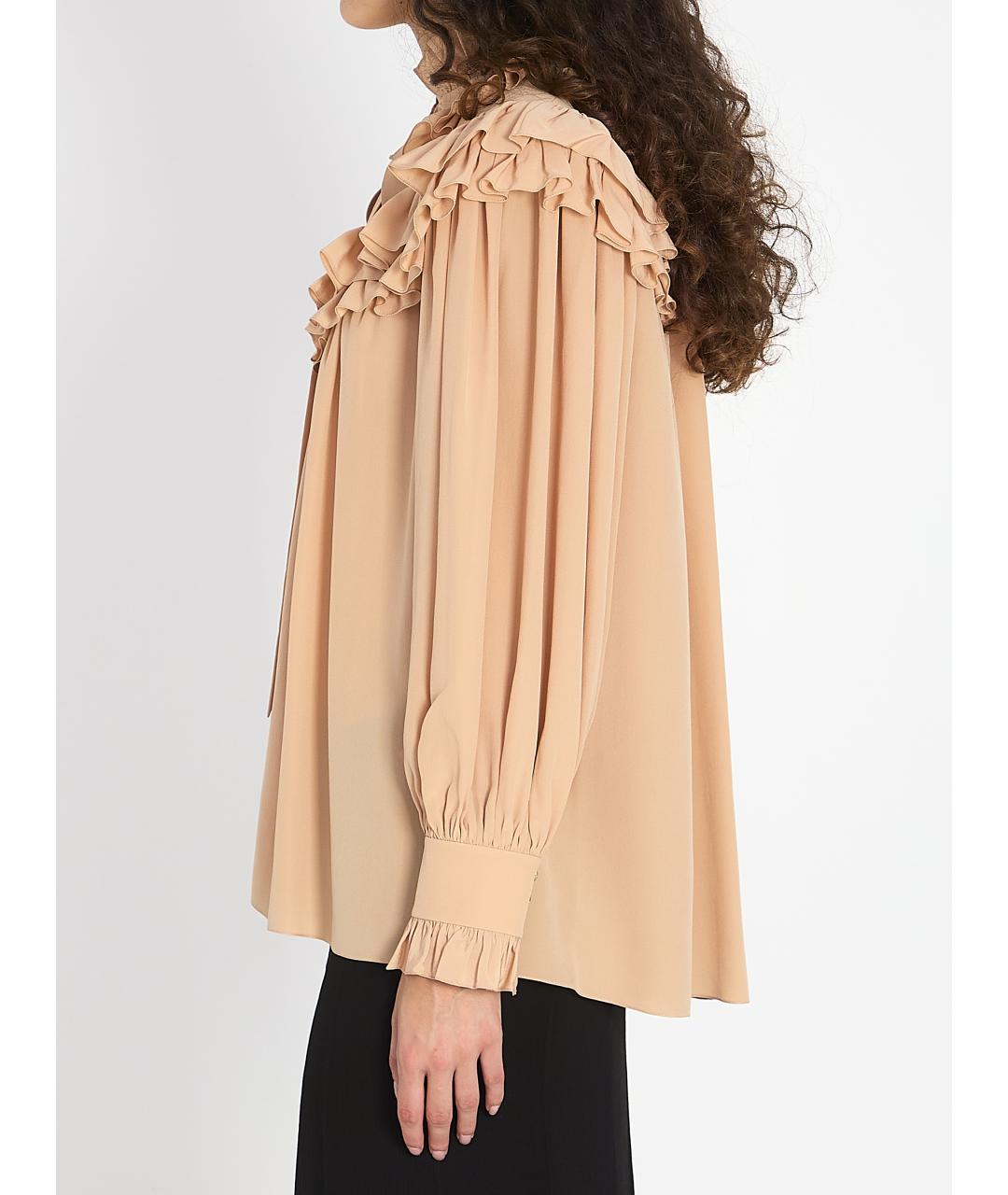 CHLOE Бежевая шелковая блузы, фото 4