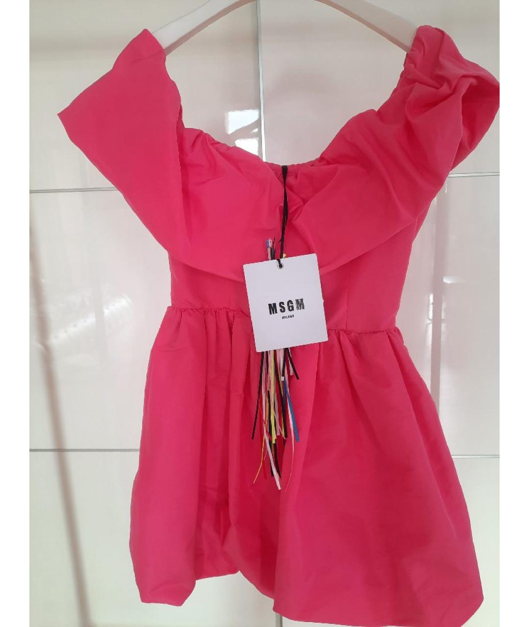 MSGM Розовое полиэстеровое коктейльное платье, фото 4