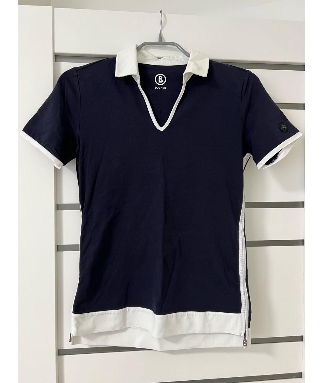 BOGNER Темно-синяя хлопко-эластановая футболка, фото 7