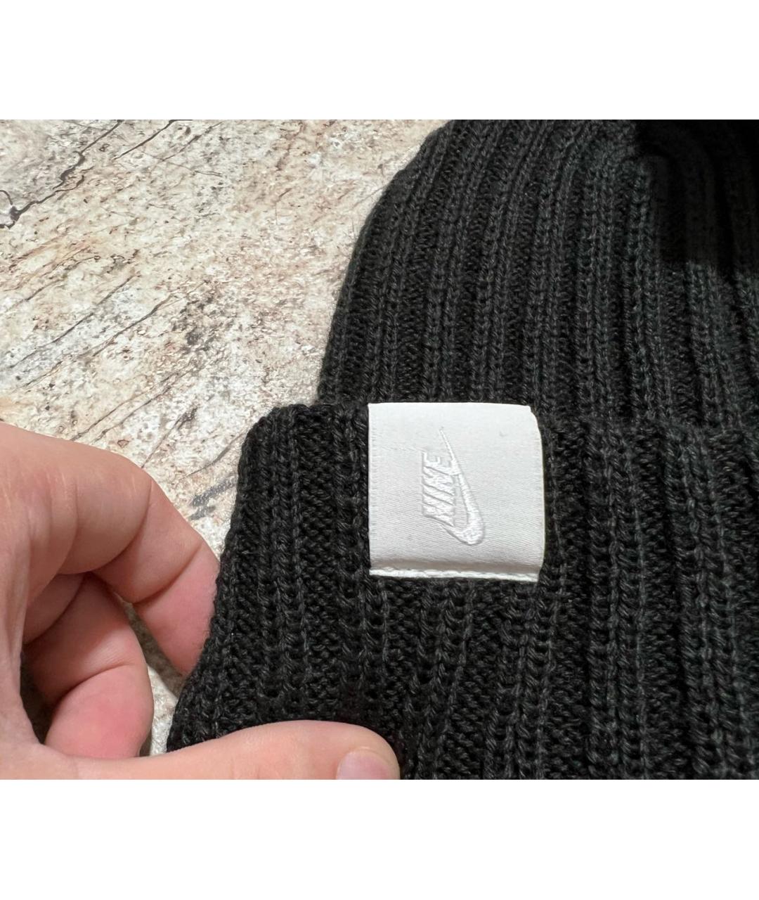 NIKE Черная шерстяная шапка, фото 3