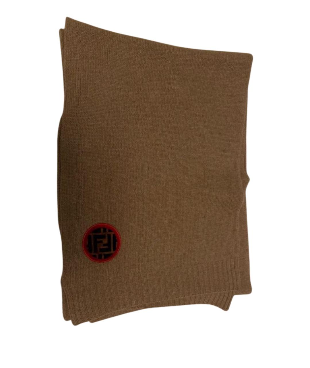 FENDI Бежевый шерстяной шарф, фото 1