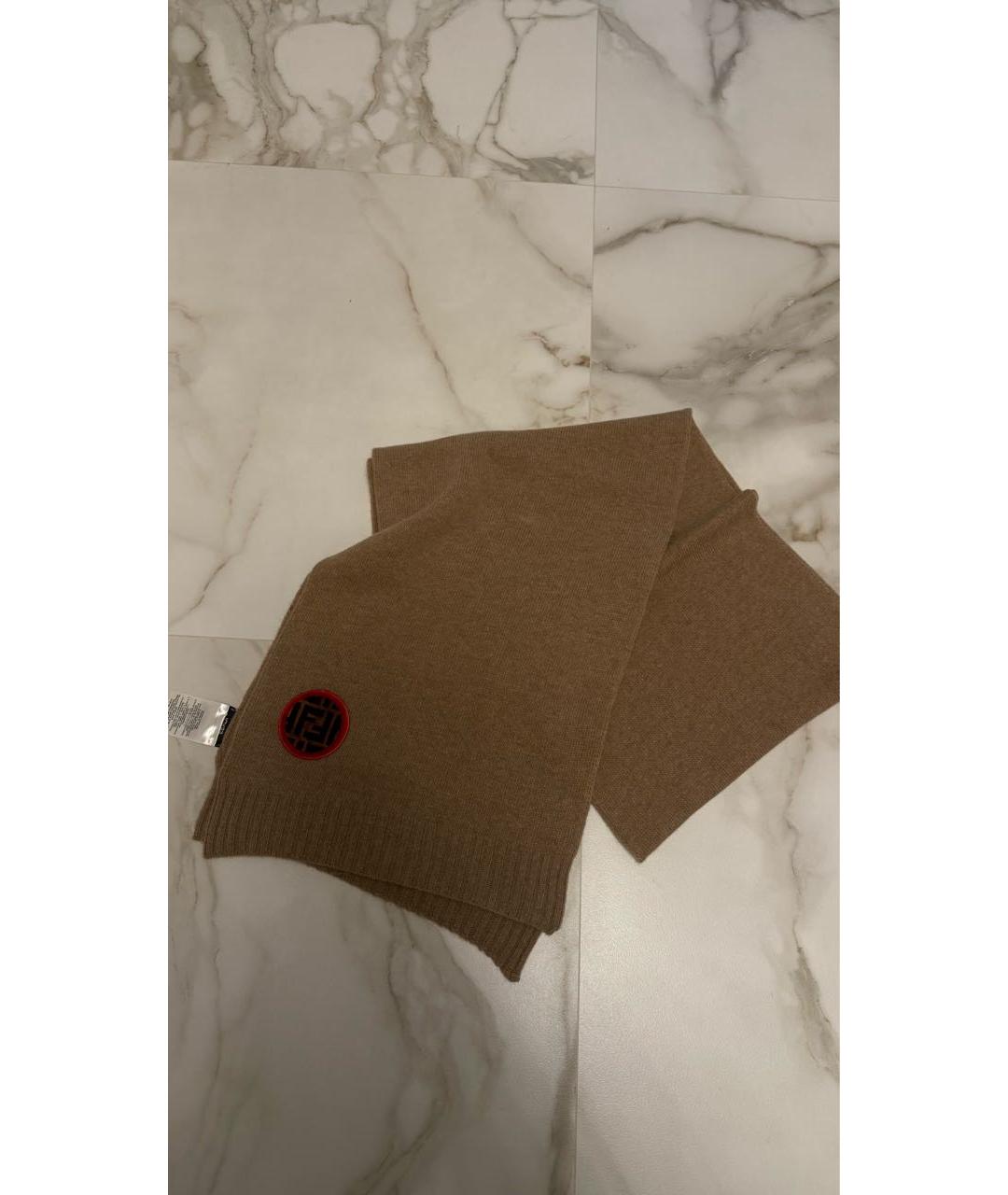 FENDI Бежевый шерстяной шарф, фото 2