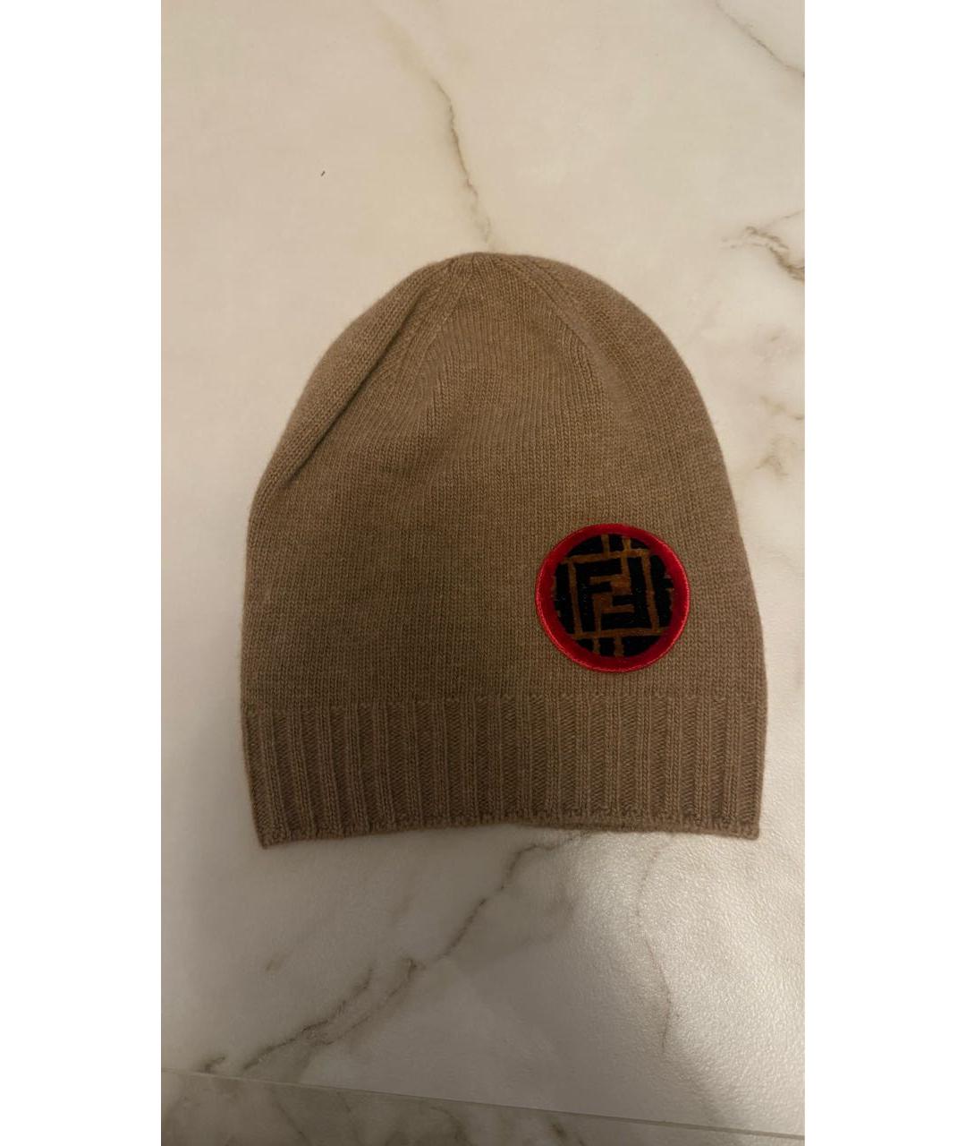 FENDI Бежевая шерстяная шапка, фото 3
