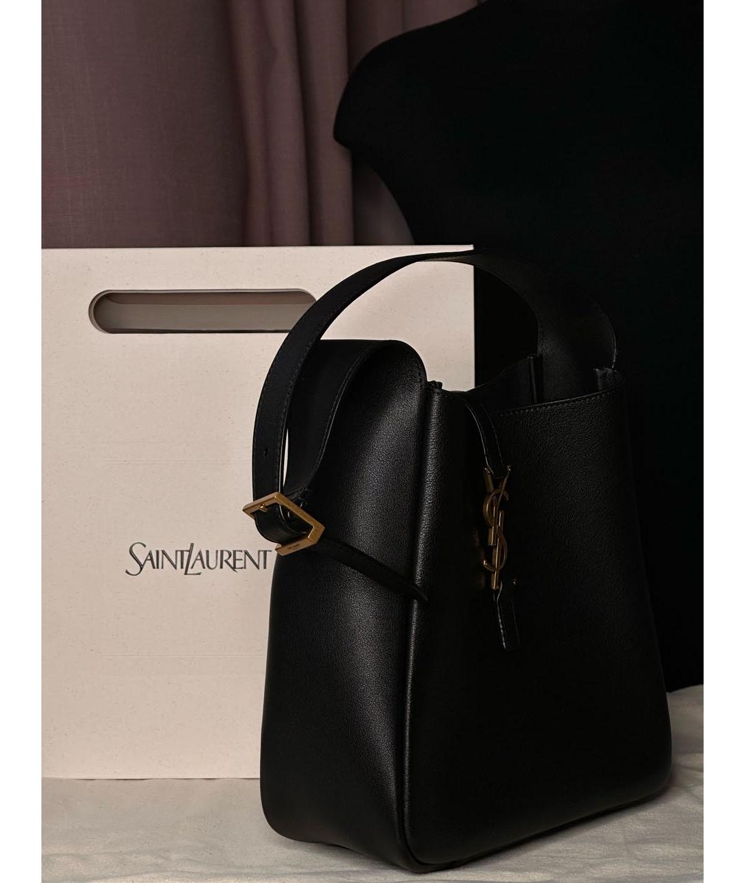 SAINT LAURENT Черная кожаная сумка с короткими ручками, фото 3