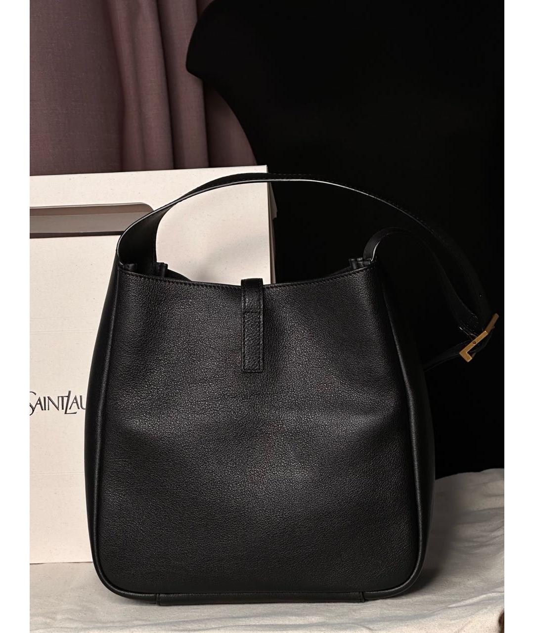 SAINT LAURENT Черная кожаная сумка с короткими ручками, фото 4