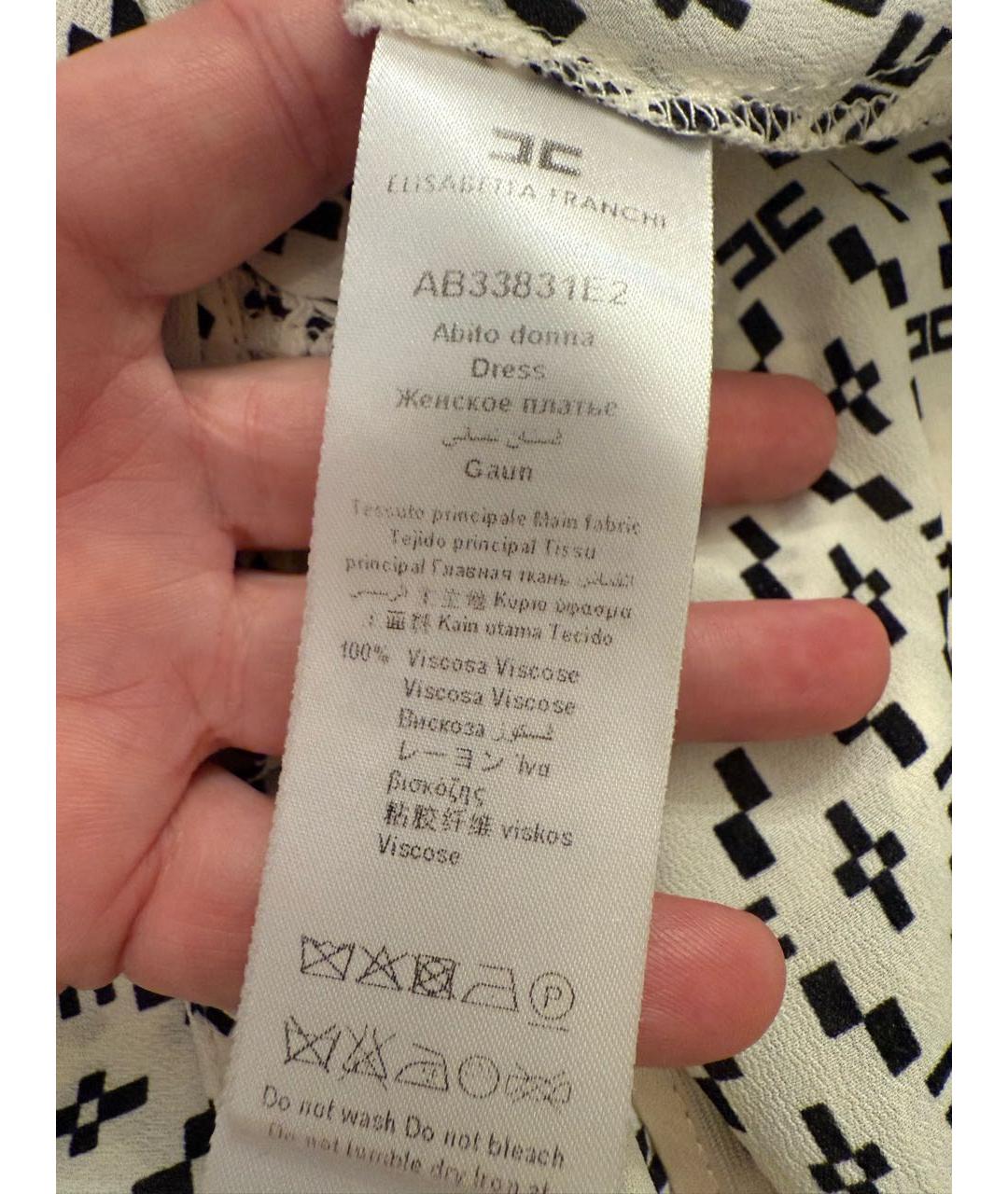 ELISABETTA FRANCHI Белое вискозное повседневное платье, фото 4