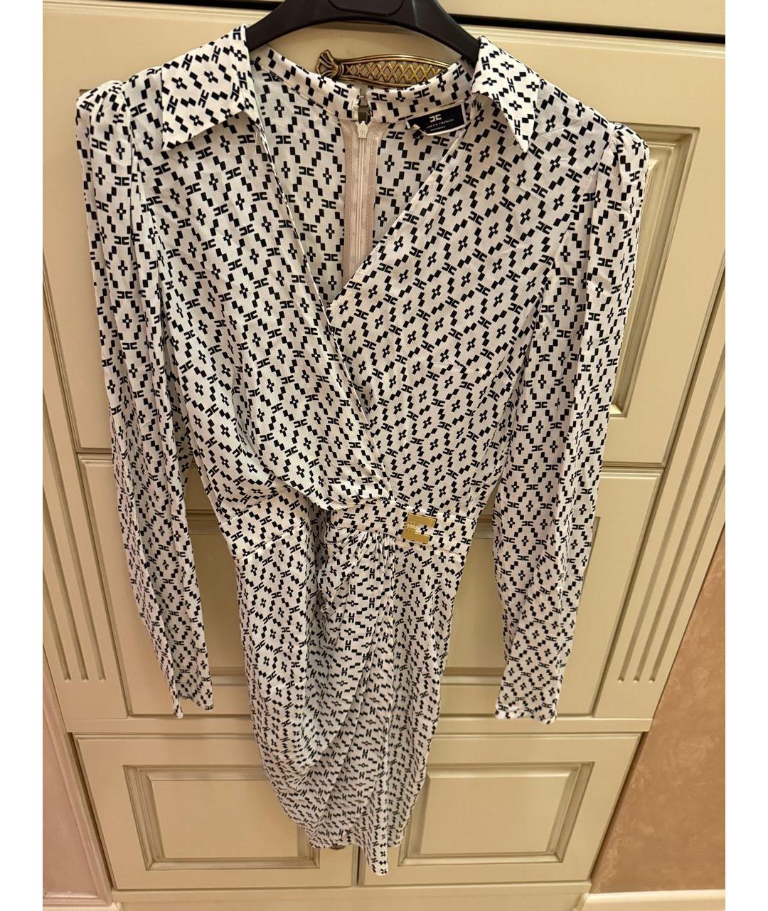 ELISABETTA FRANCHI Белое вискозное повседневное платье, фото 2