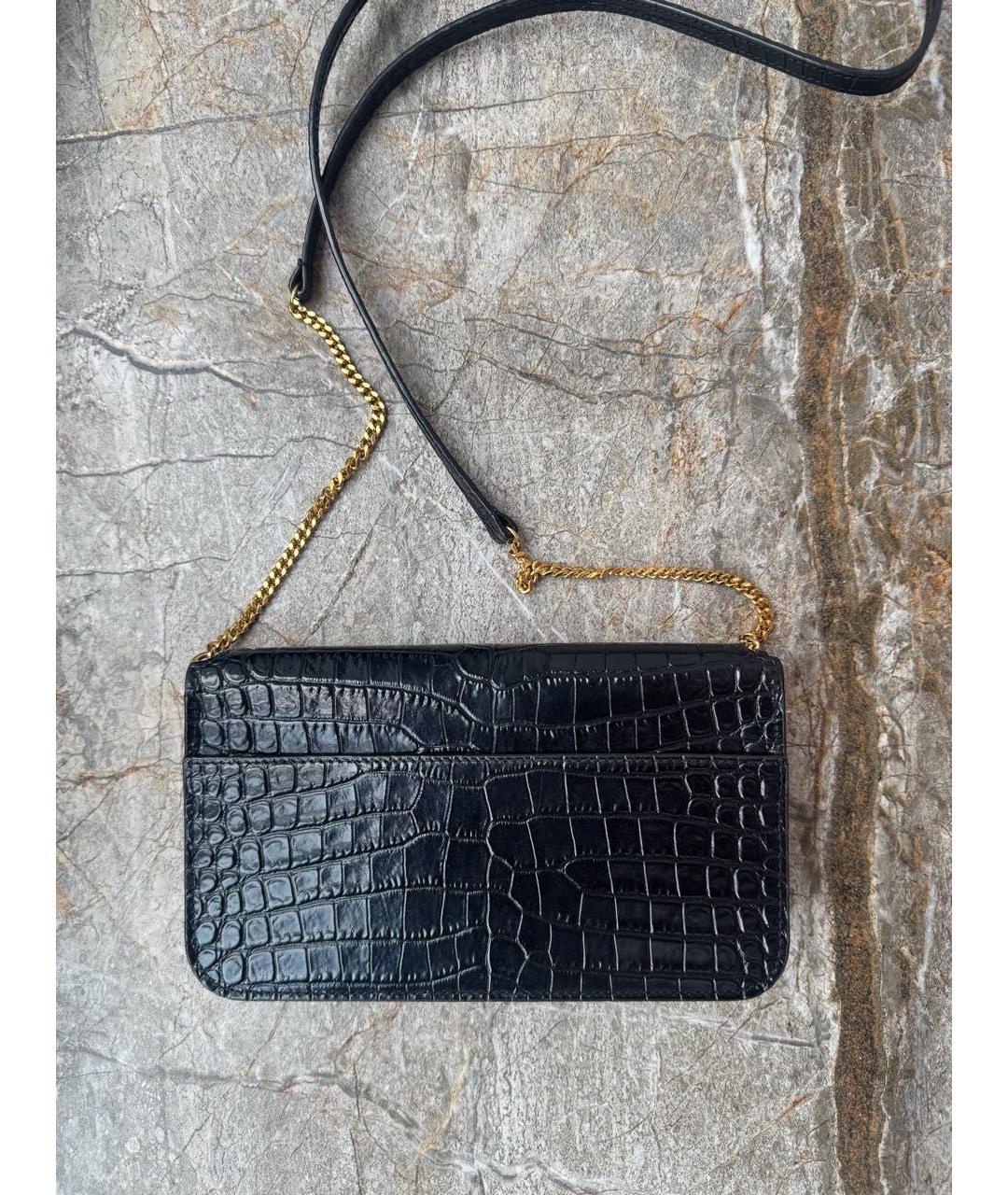 SAINT LAURENT Черная кожаная сумка через плечо, фото 3