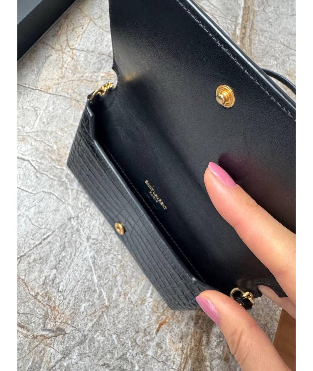 SAINT LAURENT Черная кожаная сумка через плечо, фото 4