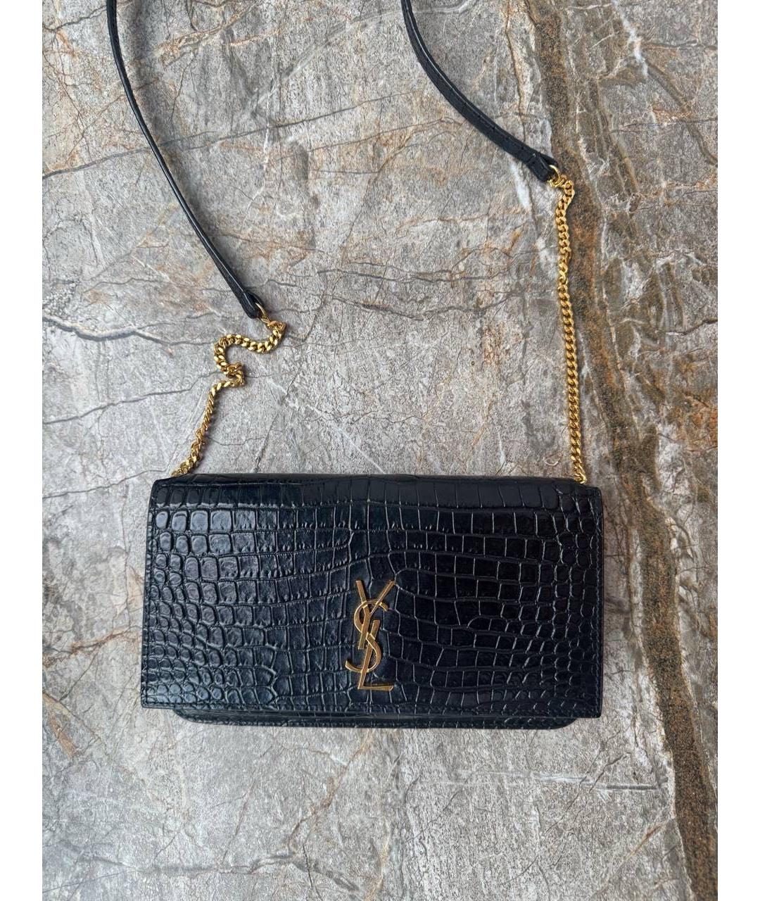 SAINT LAURENT Черная кожаная сумка через плечо, фото 7