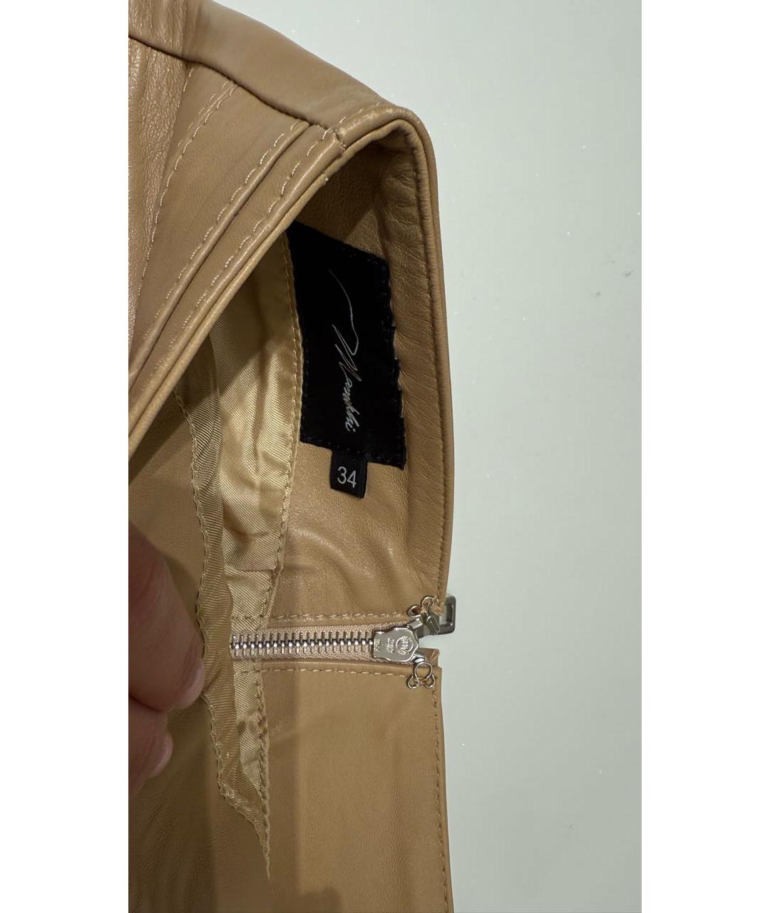 MANOKHI Бежевая кожаная юбка мини, фото 3