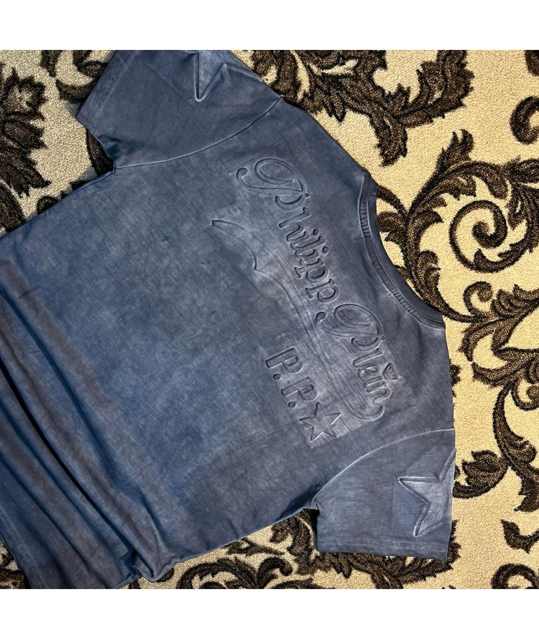 PHILIPP PLEIN Синяя хлопковая футболка, фото 2