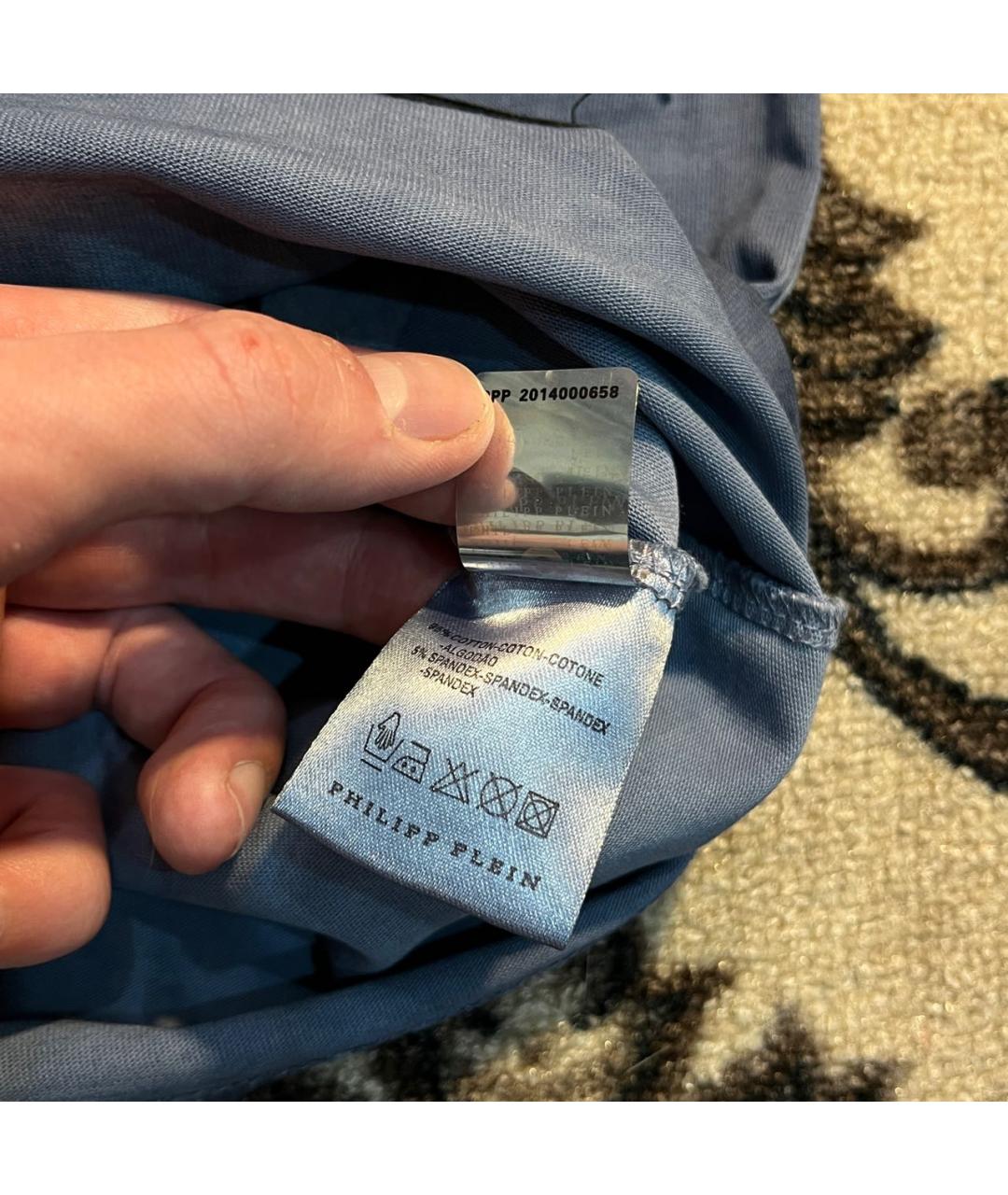 PHILIPP PLEIN Синяя хлопковая футболка, фото 5