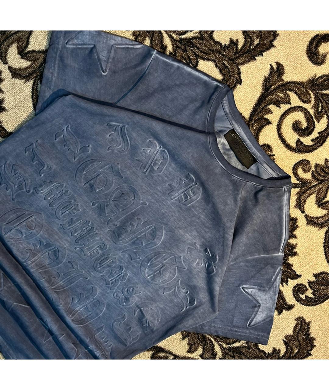 PHILIPP PLEIN Синяя хлопковая футболка, фото 3