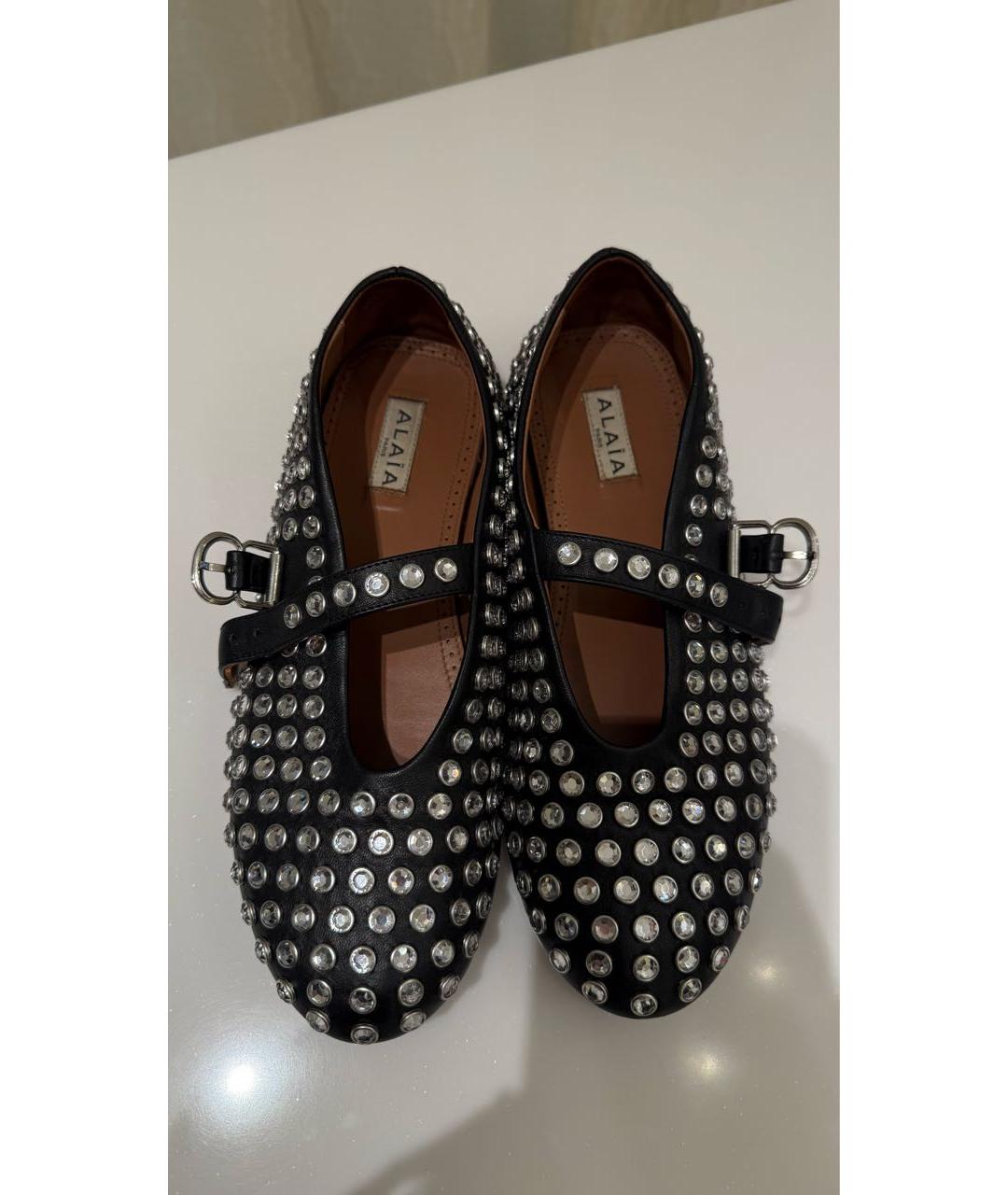 ALAIA Черные кожаные балетки, фото 2